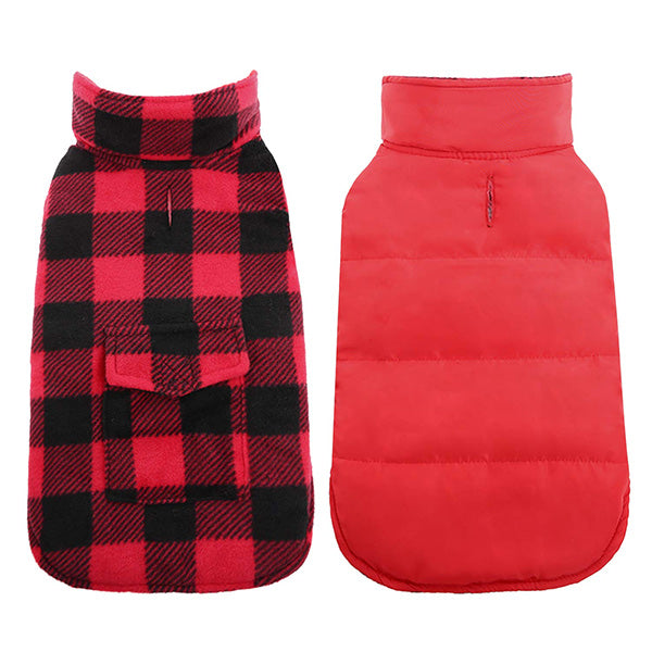 Plaid Reversible Fleece Dog Winter Coat