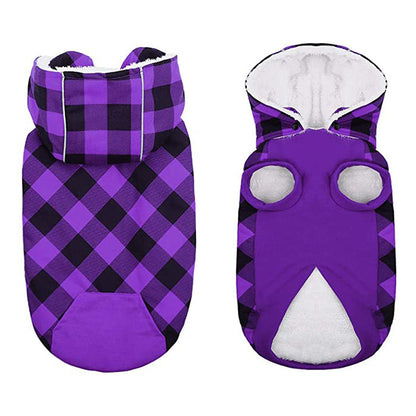 Plaid Fleece Lining Dog Hoodie