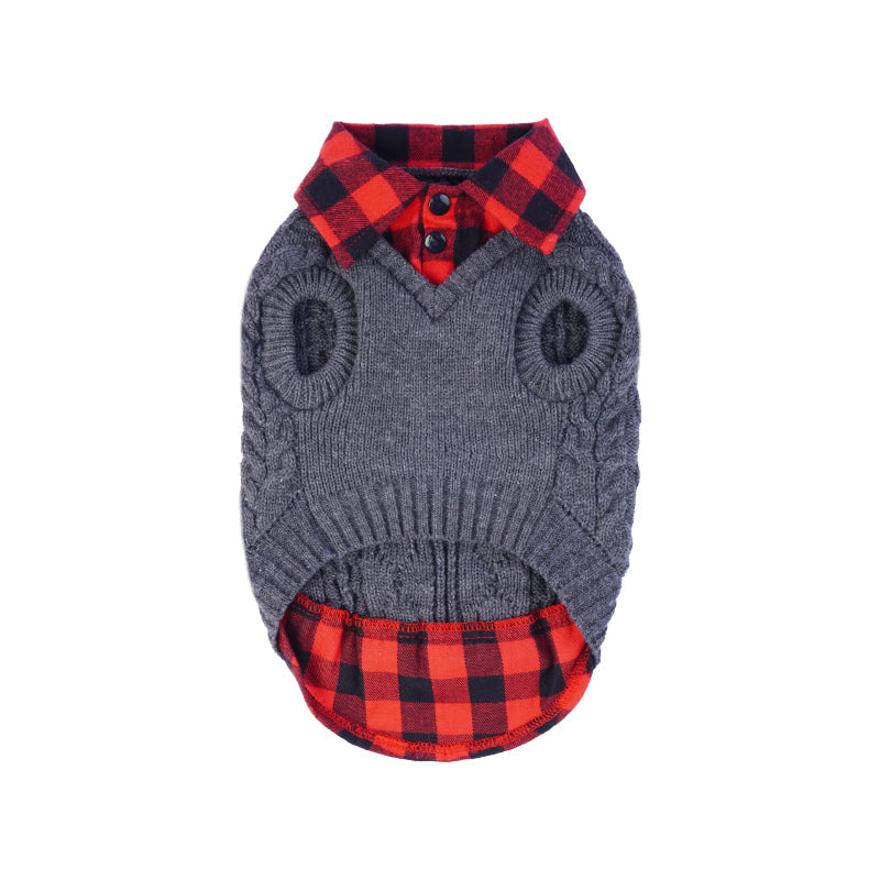 Dog Turtleneck Stitching Knitwear Sweater