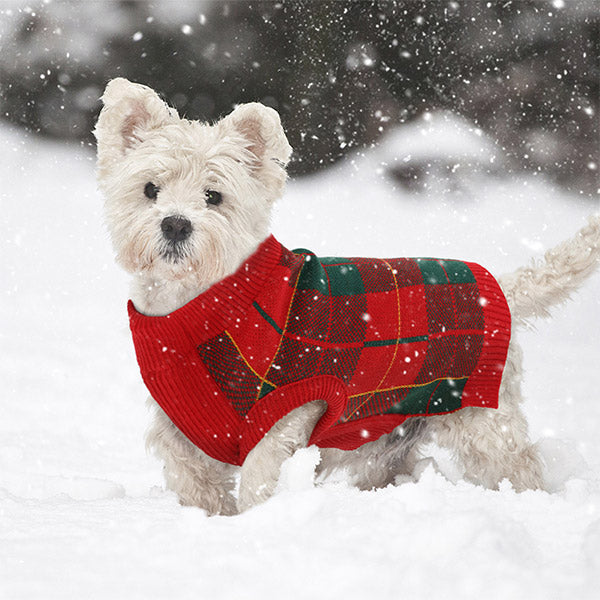 Classic Plaid Turtleneck Dog Sweater