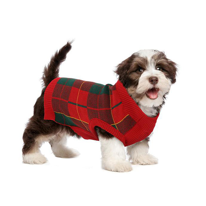 Classic Plaid Turtleneck Dog Sweater