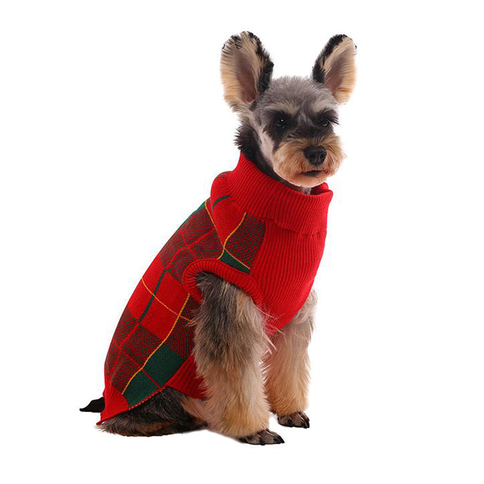 Classic Plaid Turtleneck Dog Sweater