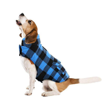 Plaid Reversible Fleece Dog Winter Coat