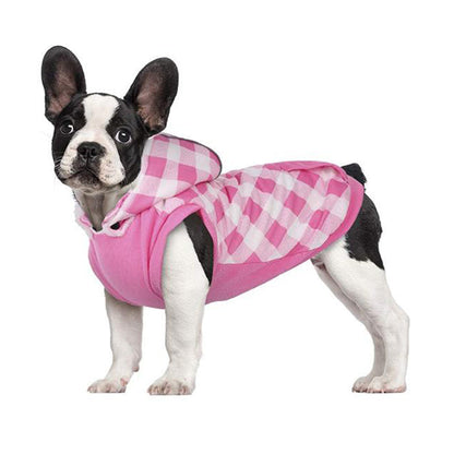 Plaid Fleece Lining Dog Hoodie