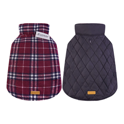 Plaid Reversible Dog Jacket for Winter