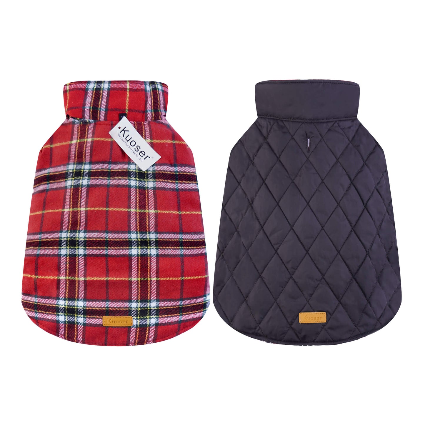 Plaid Reversible Dog Jacket for Winter