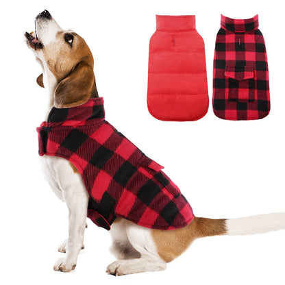 Plaid Reversible Fleece Dog Winter Coat